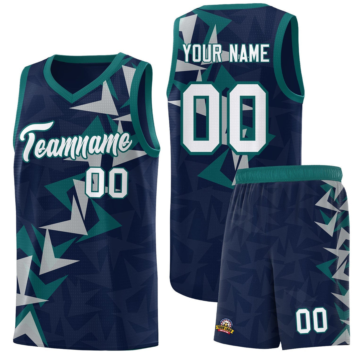 Custom Navy Boomerang Pattern Kits Basketball Jersey|KXKSHOP