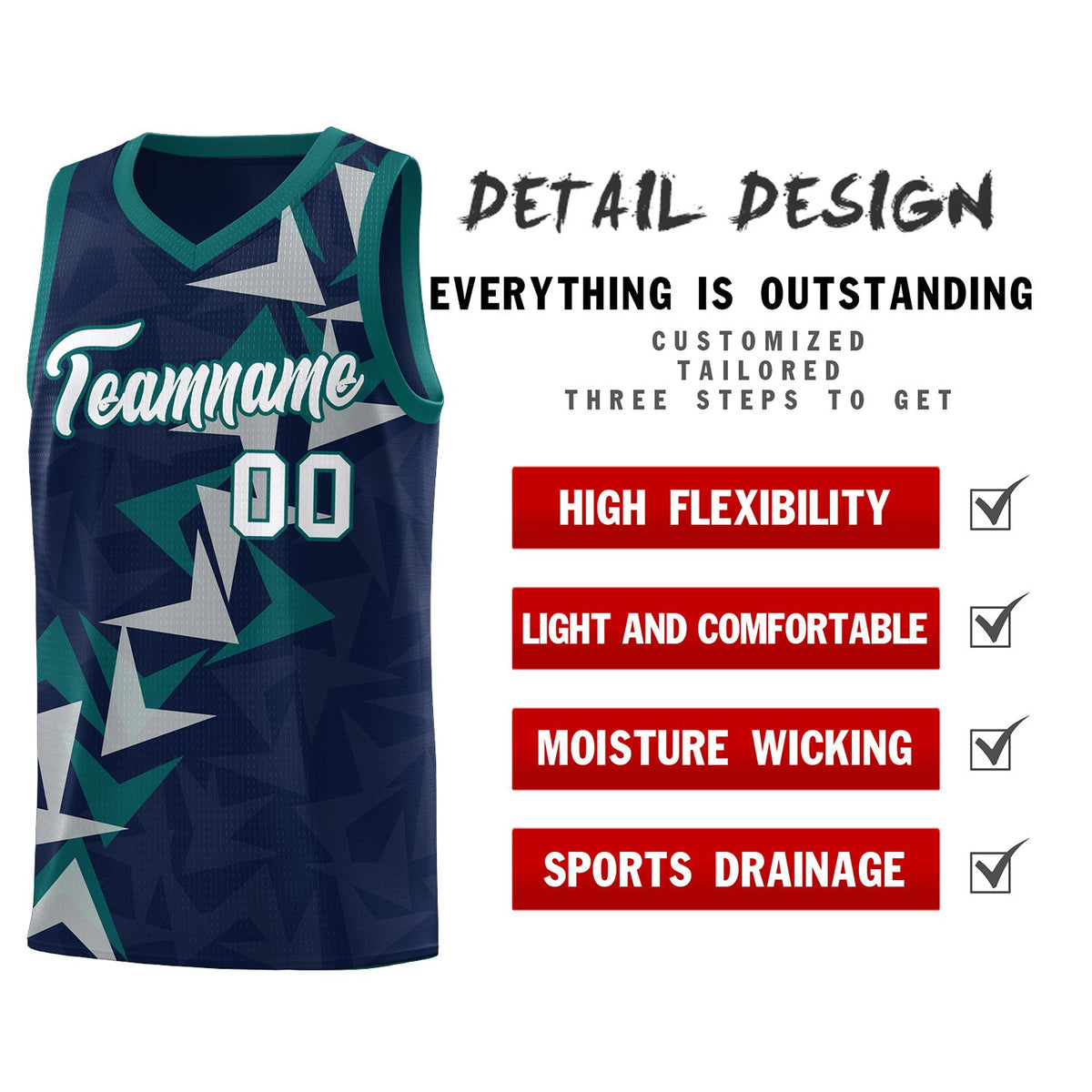 Custom Navy Boomerang Pattern Kits Basketball Jersey|KXKSHOP