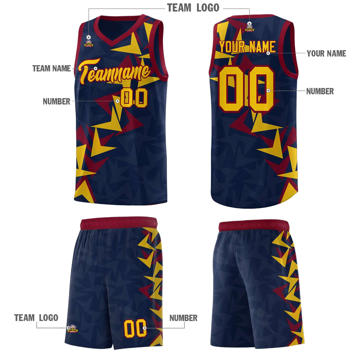 Custom Navy Boomerang Pattern Kits Basketball Jersey|KXKSHOP