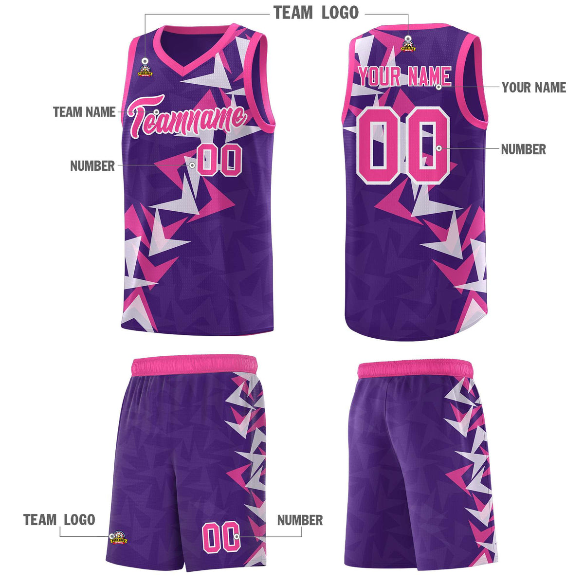 Custom Purple Boomerang Pattern Kits Basketball Jersey|KXKSHOP