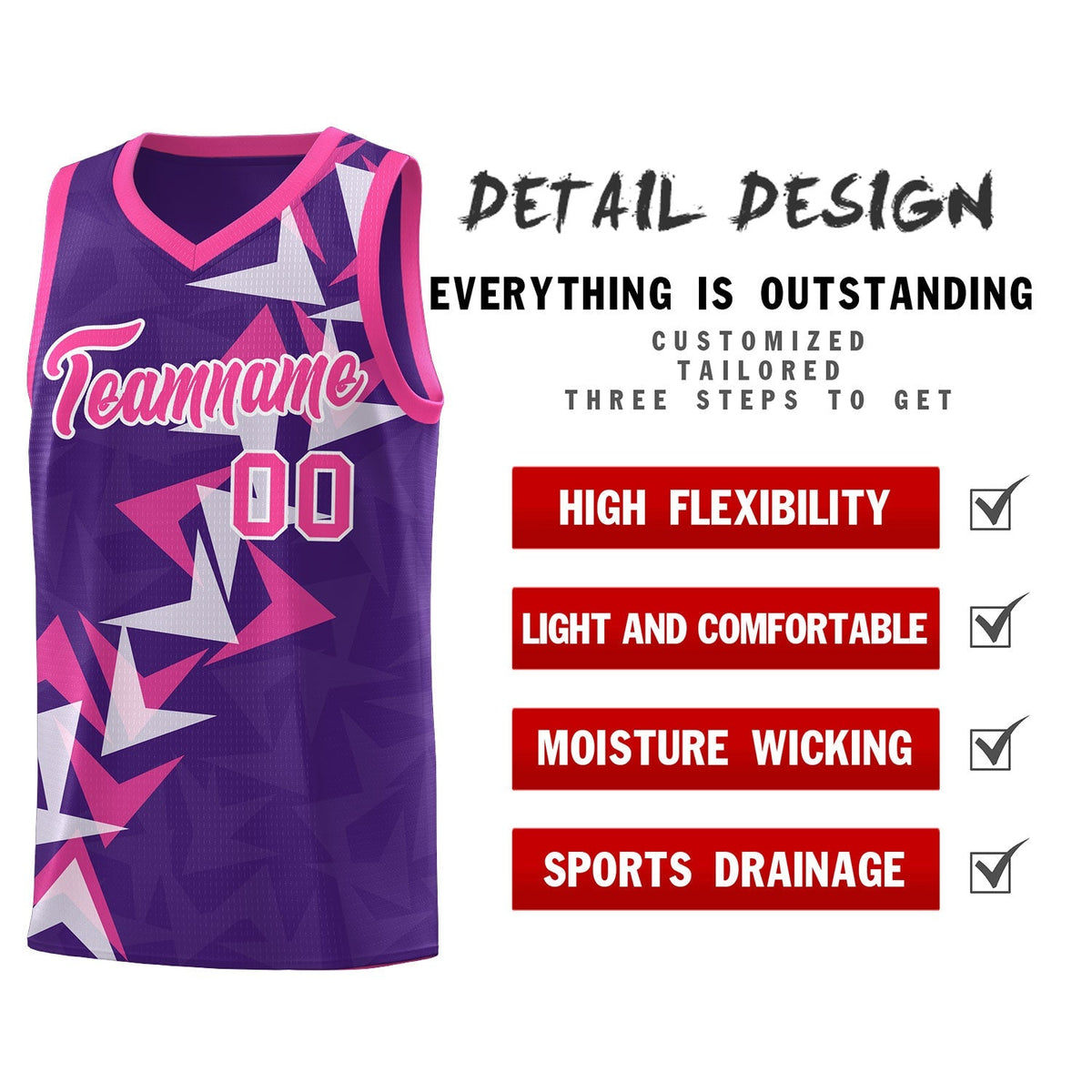 Custom Purple Boomerang Pattern Kits Basketball Jersey|KXKSHOP