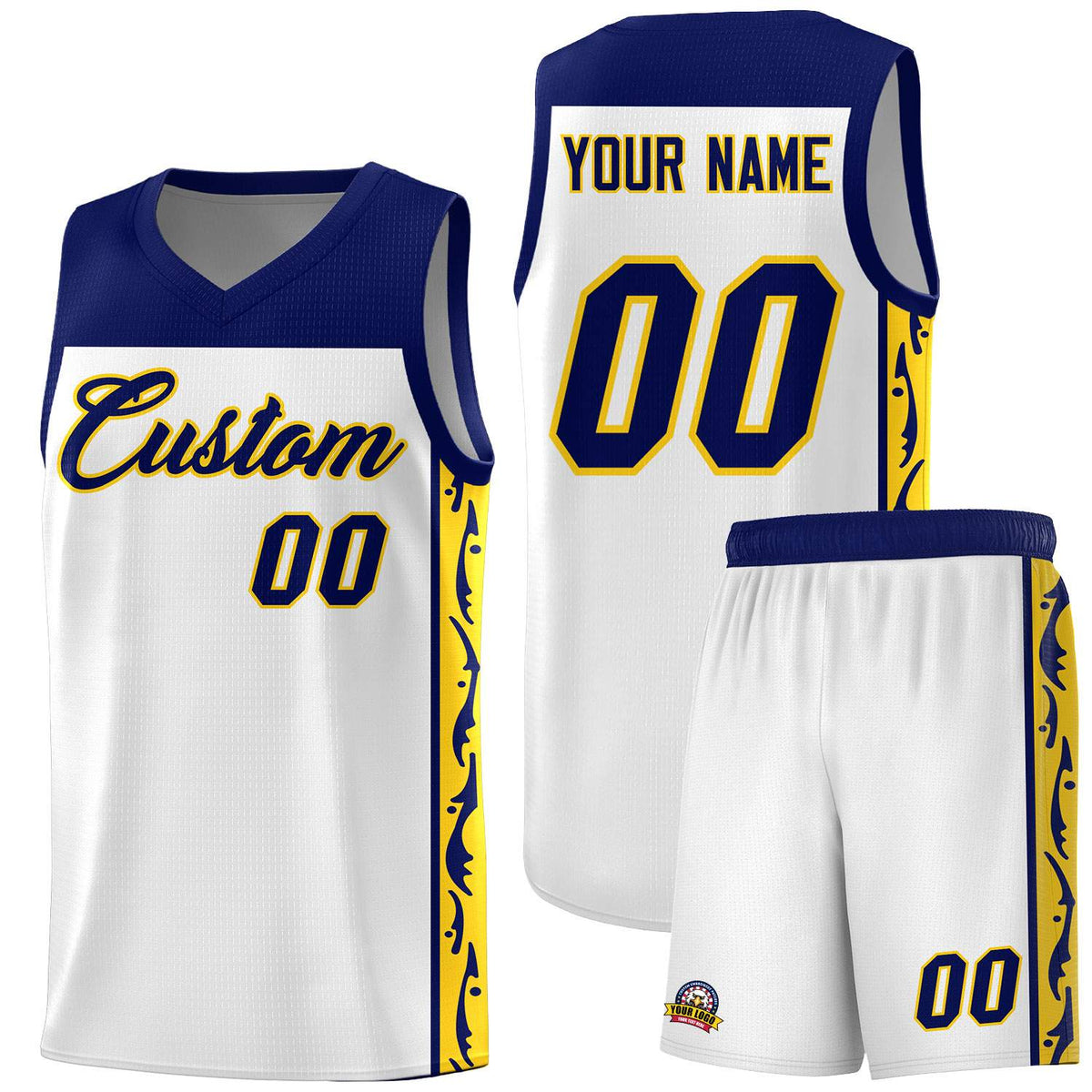 Custom White Side Pattern Sports Uniform Basketball Jersey|KXKSHOP