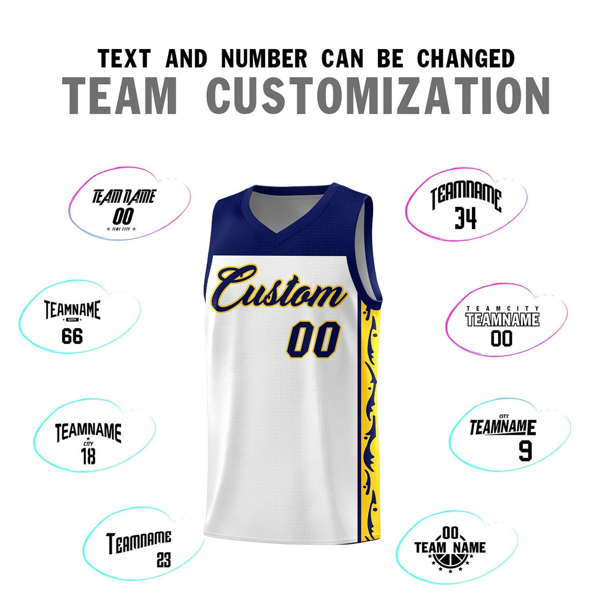 Custom White Side Pattern Sports Uniform Basketball Jersey|KXKSHOP