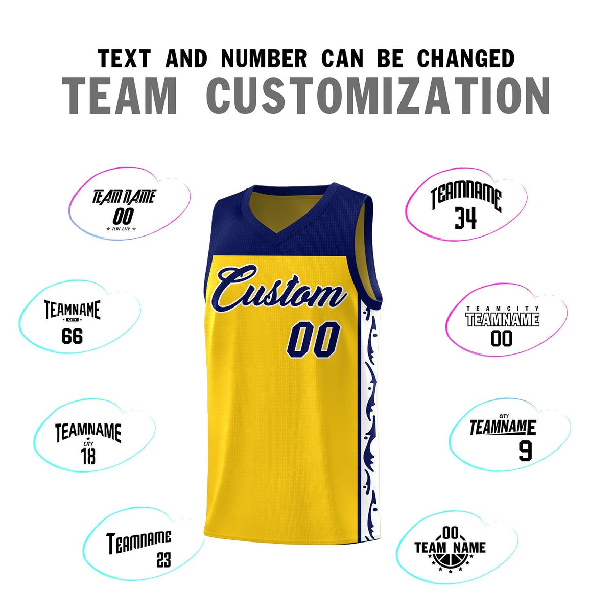 Custom Gold Side Pattern Sports Uniform Basketball Jersey|KXKSHOP