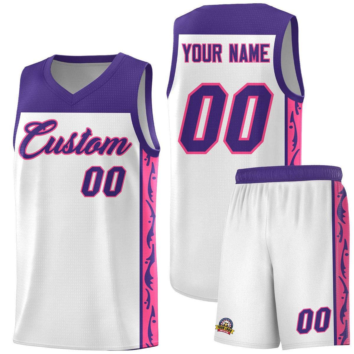 Custom White Side Pattern Sports Uniform Basketball Jersey|KXKSHOP