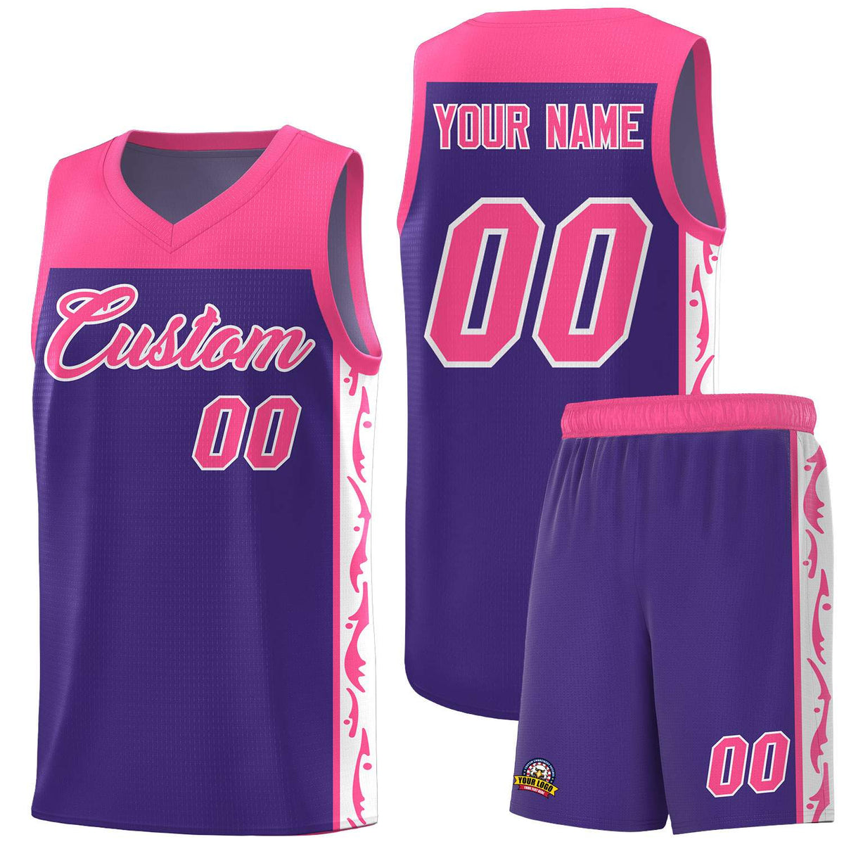Custom Purple Side Pattern Sports Uniform Basketball Jersey|KXKSHOP