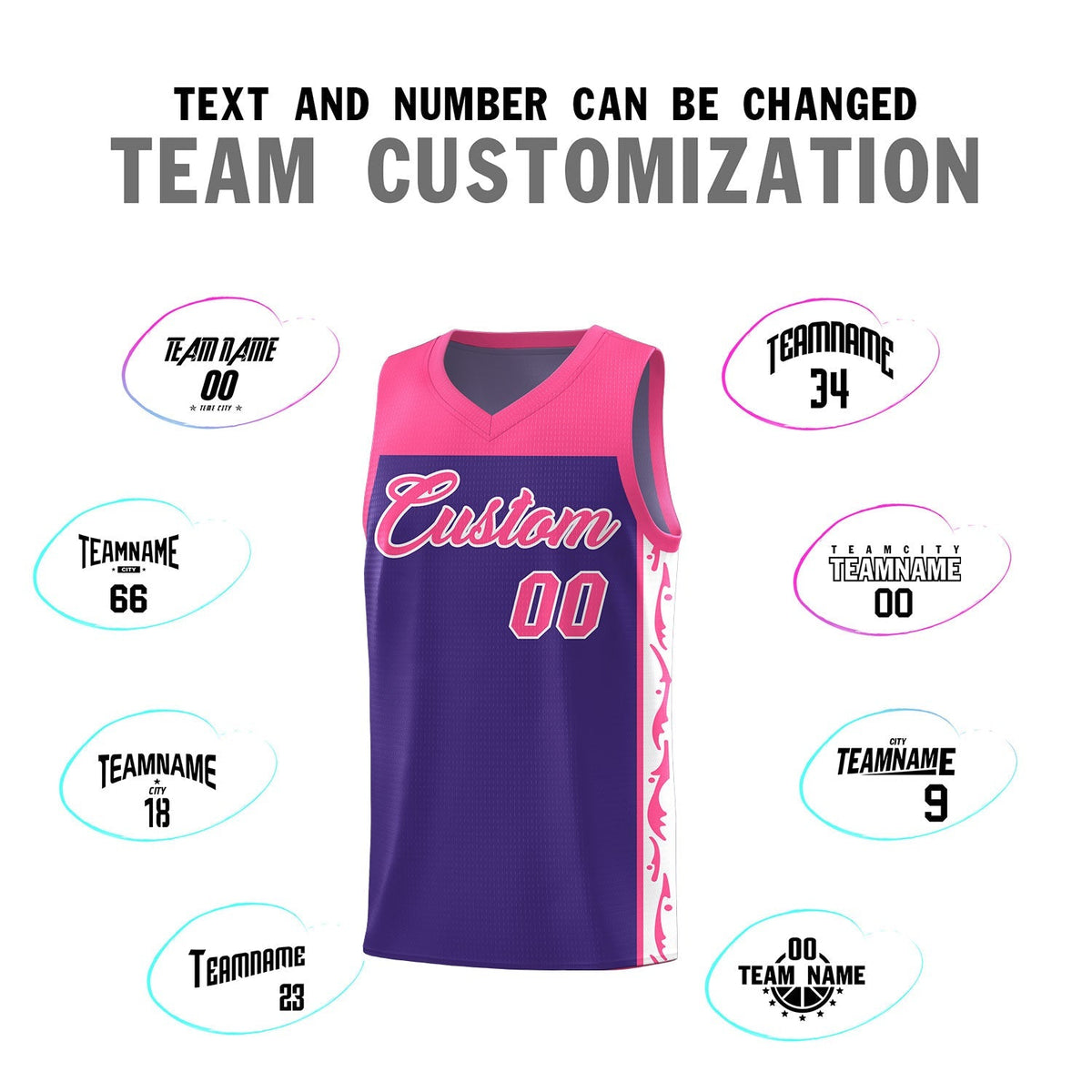 Custom Purple Side Pattern Sports Uniform Basketball Jersey|KXKSHOP