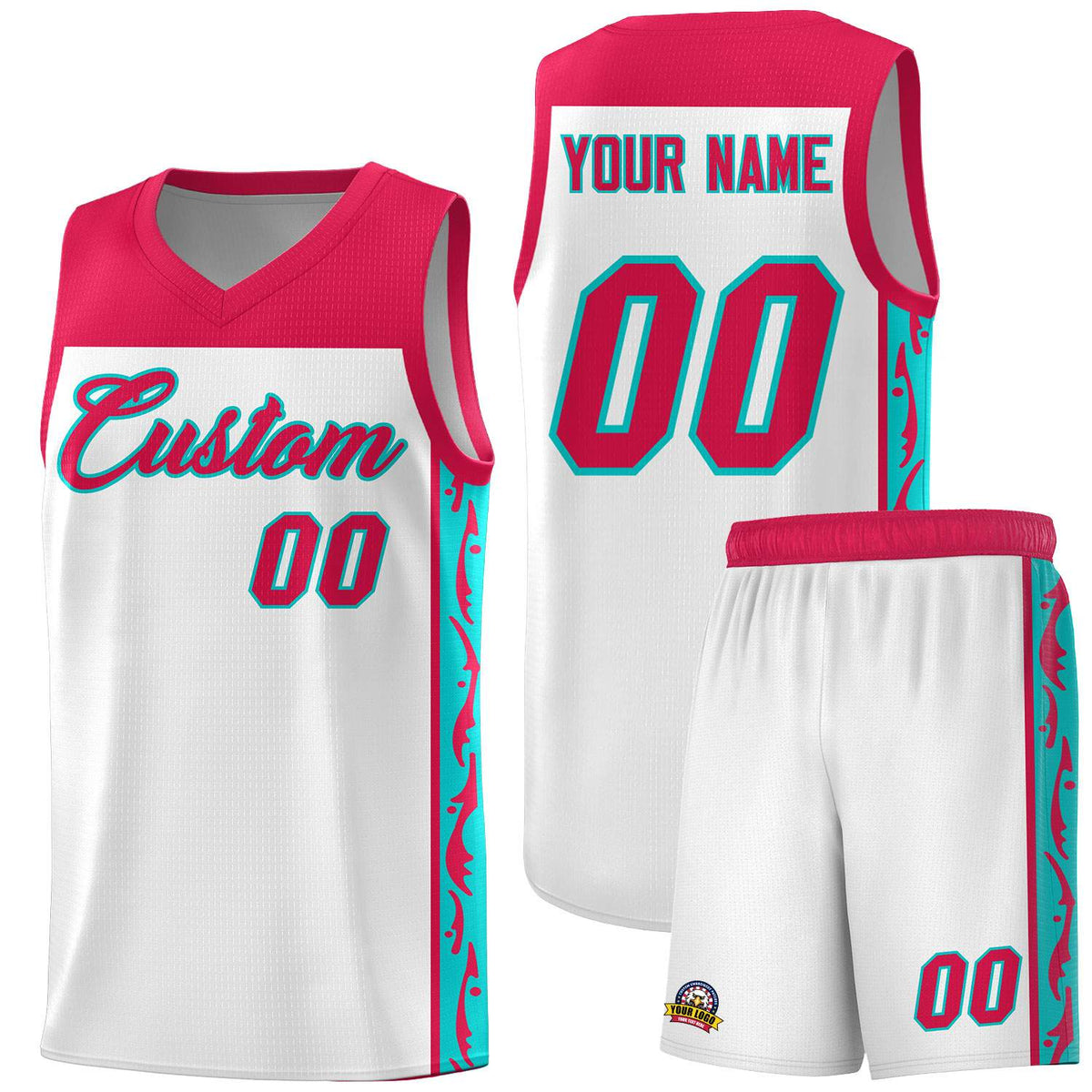 Custom White Side Pattern Sports Uniform Basketball Jersey|KXKSHOP