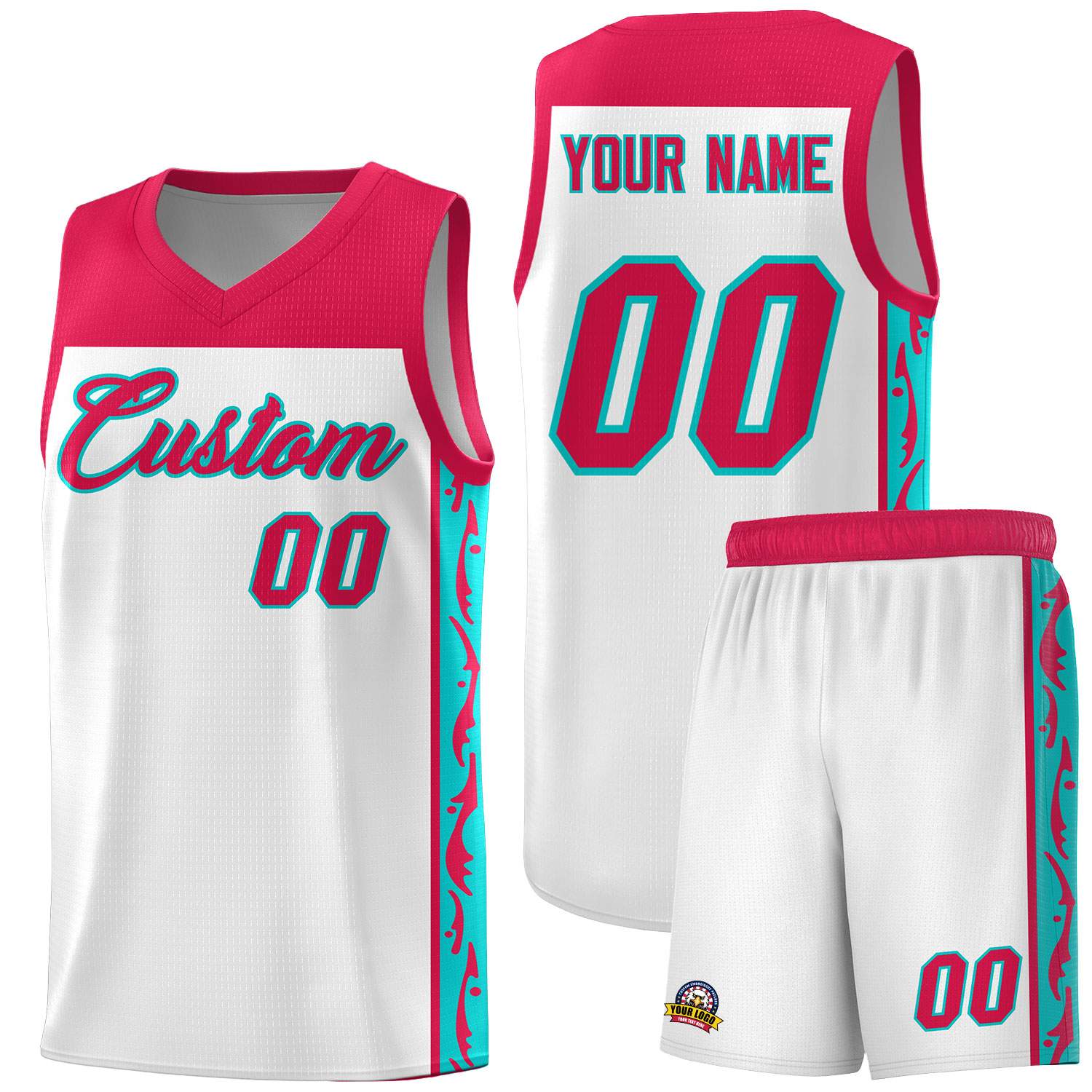 Custom White Side Pattern Sports Uniform Basketball Jersey|KXKSHOP