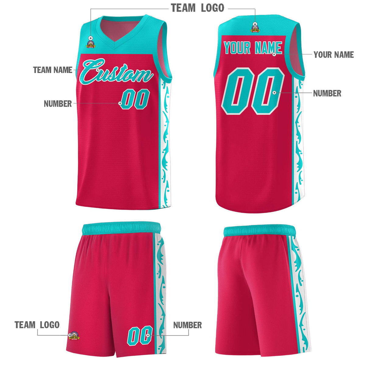 Custom Red Side Pattern Sports Uniform Basketball Jersey|KXKSHOP