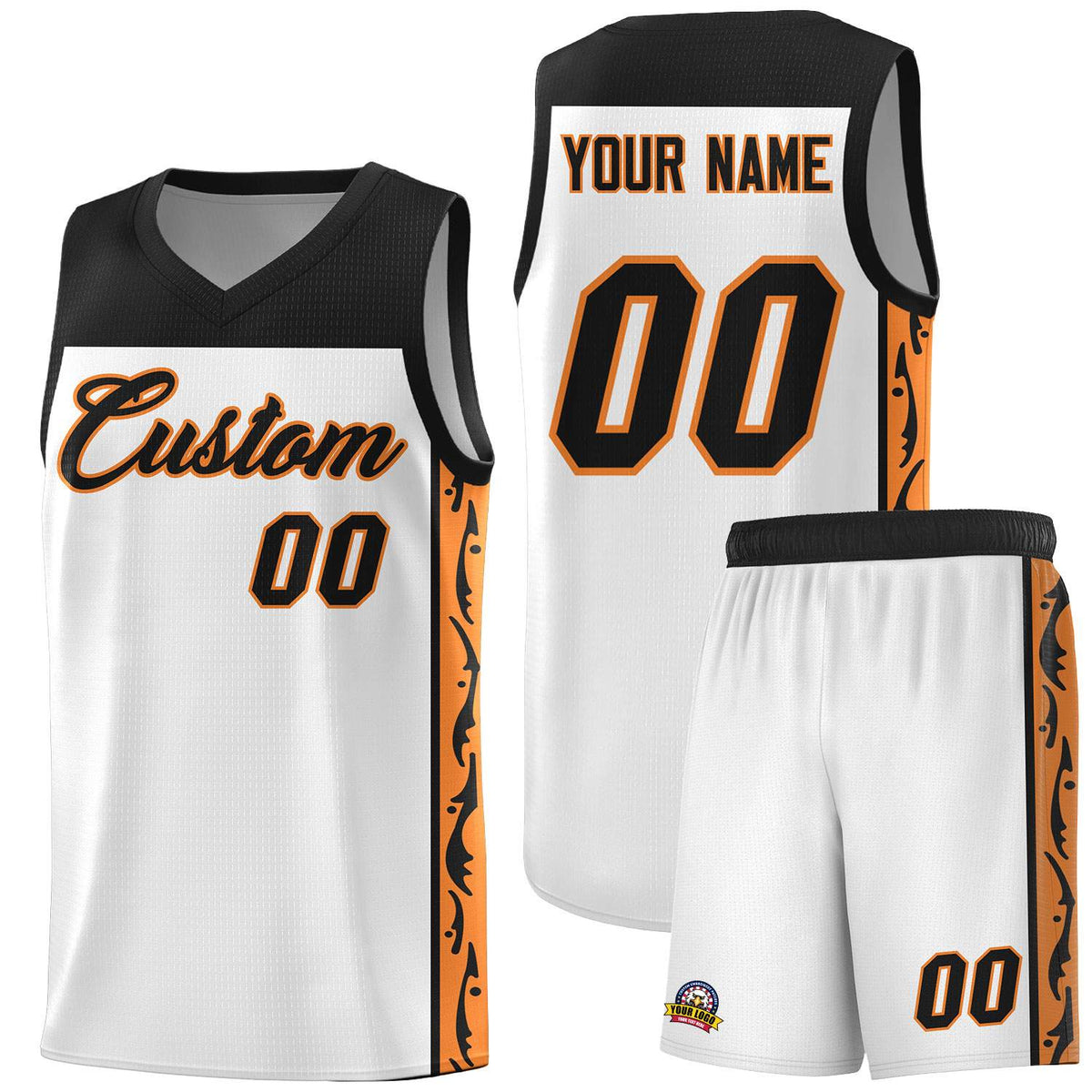 Custom White Side Pattern Sports Uniform Basketball Jersey|KXKSHOP