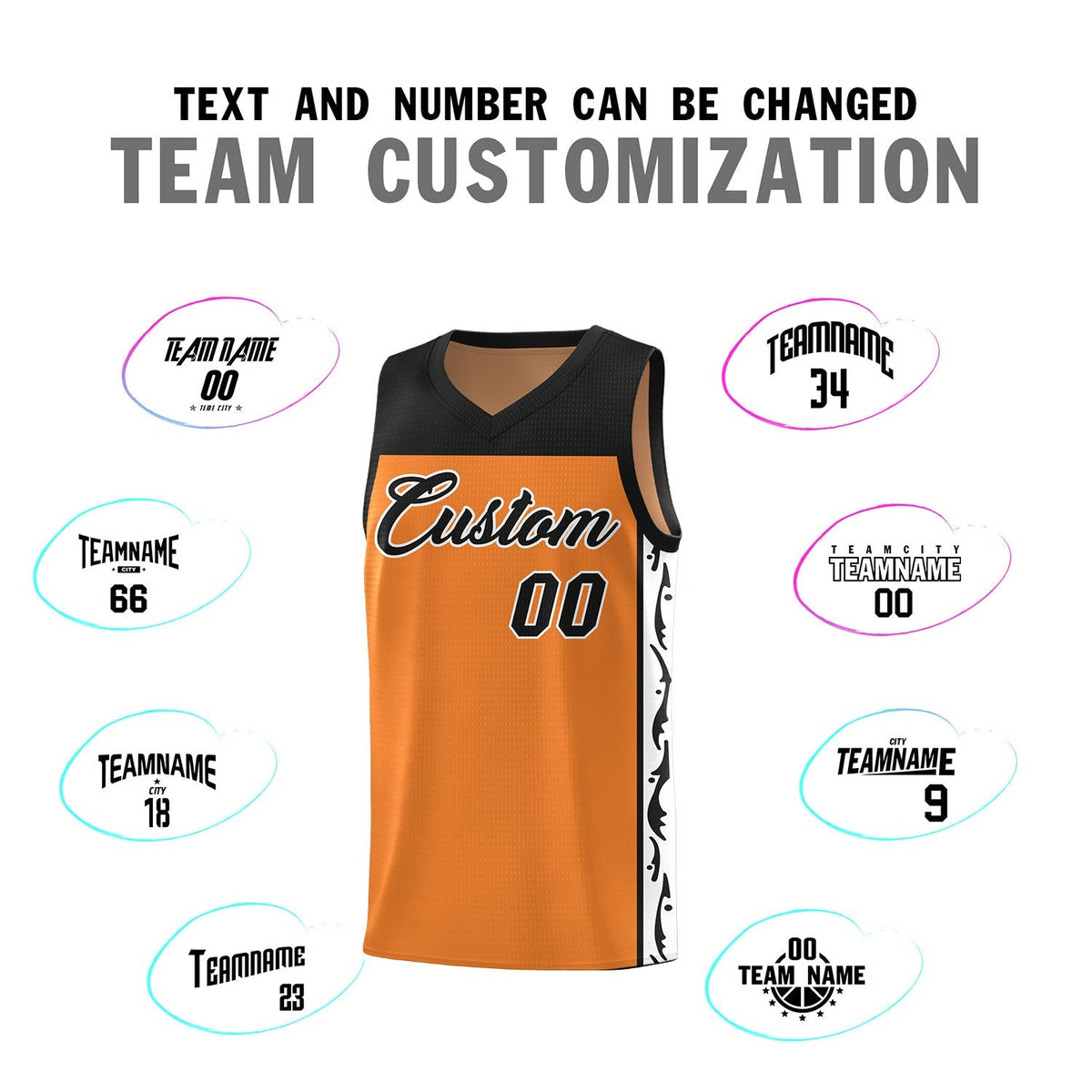 Custom Gold Orange Side Pattern Sports Uniform Basketball Jersey|KXKSHOP