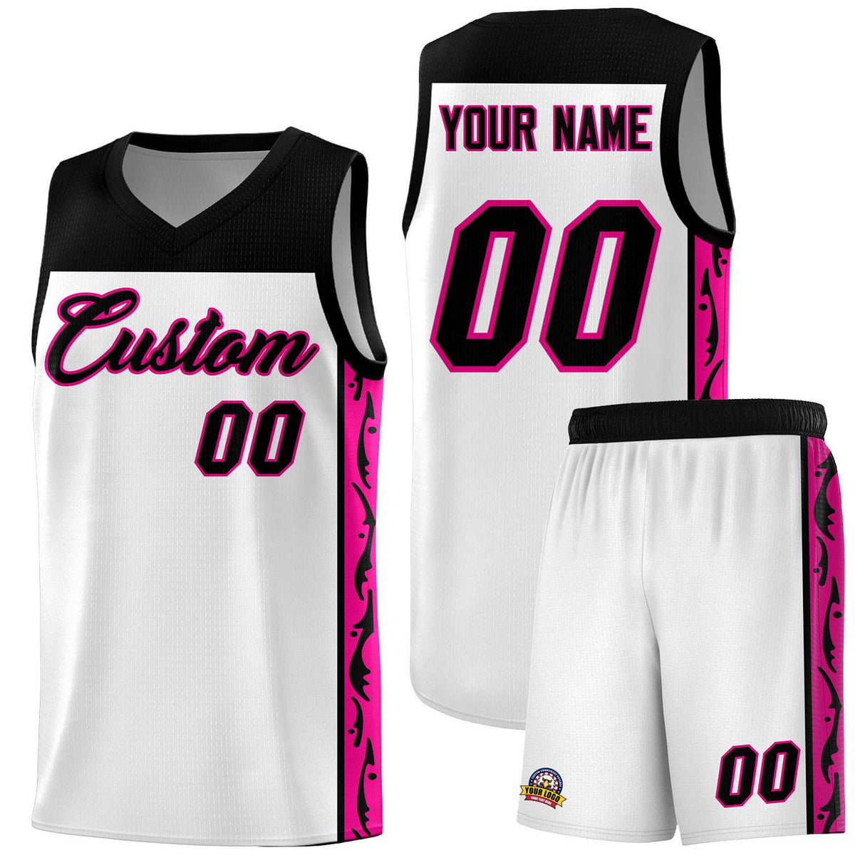 Custom White Side Pattern Sports Uniform Basketball Jersey|KXKSHOP