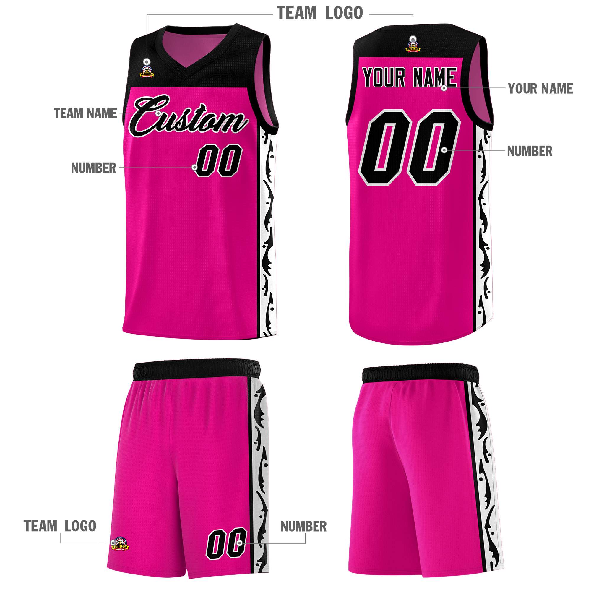 Custom Red Side Pattern Sports Uniform Basketball Jersey|KXKSHOP