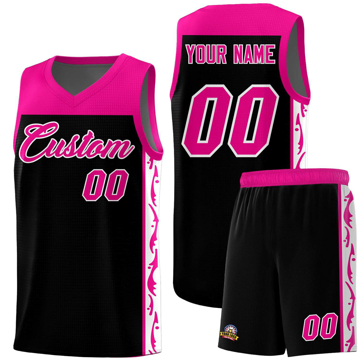 Custom Black Side Pattern Sports Uniform Basketball Jersey|KXKSHOP