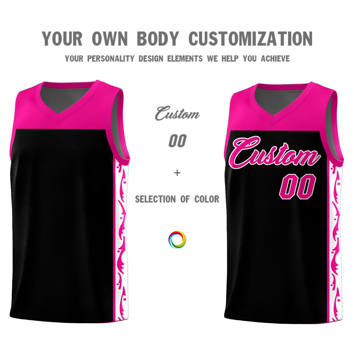 Custom Black Side Pattern Sports Uniform Basketball Jersey|KXKSHOP