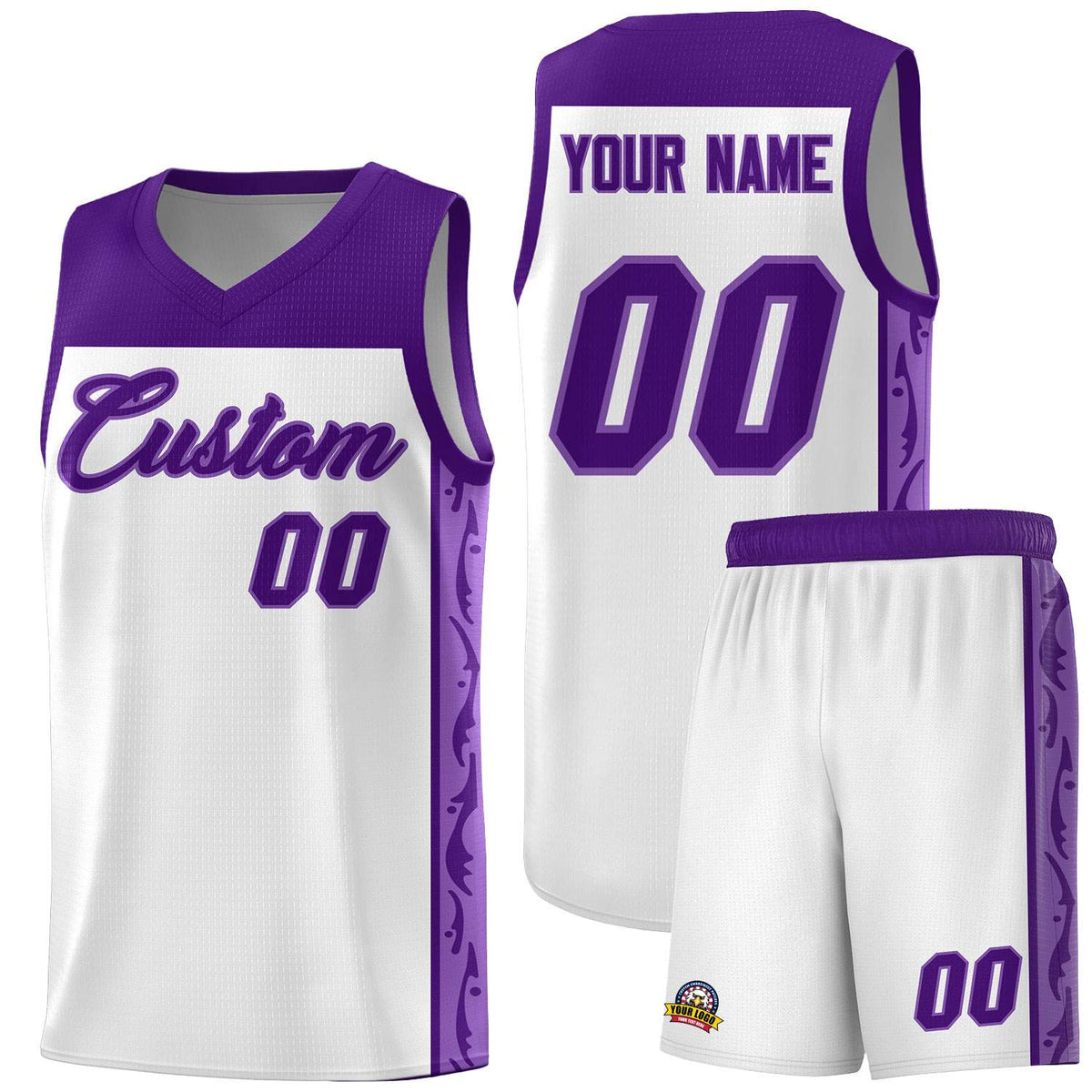 Custom White Side Pattern Sports Uniform Basketball Jersey|KXKSHOP