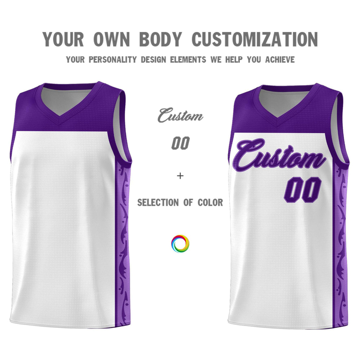 Custom White Side Pattern Sports Uniform Basketball Jersey|KXKSHOP