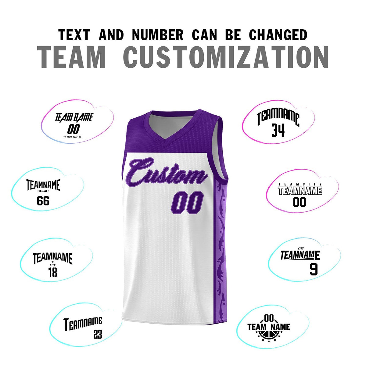 Custom White Side Pattern Sports Uniform Basketball Jersey|KXKSHOP