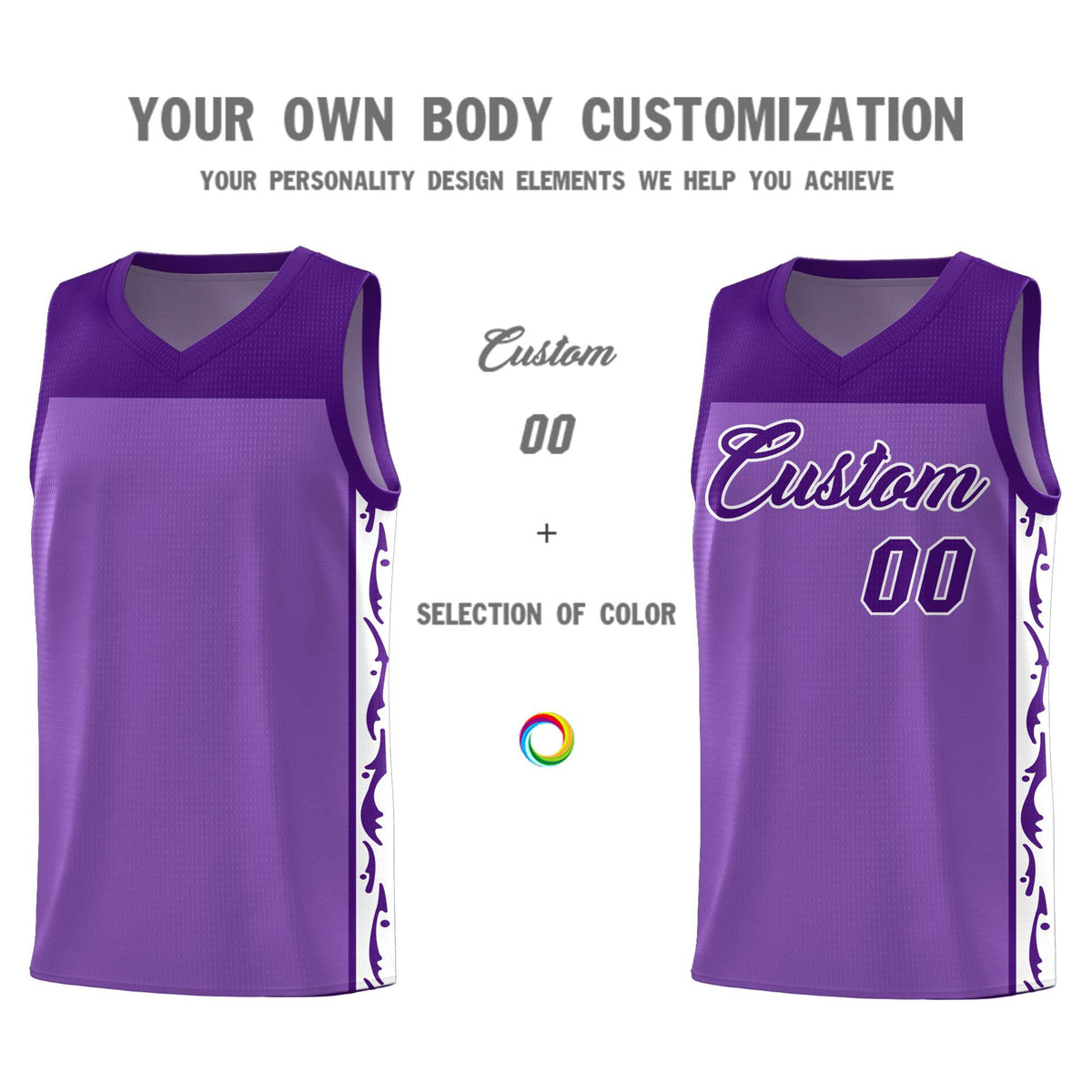 Custom Purple Side Pattern Sports Uniform Basketball Jersey|KXKSHOP