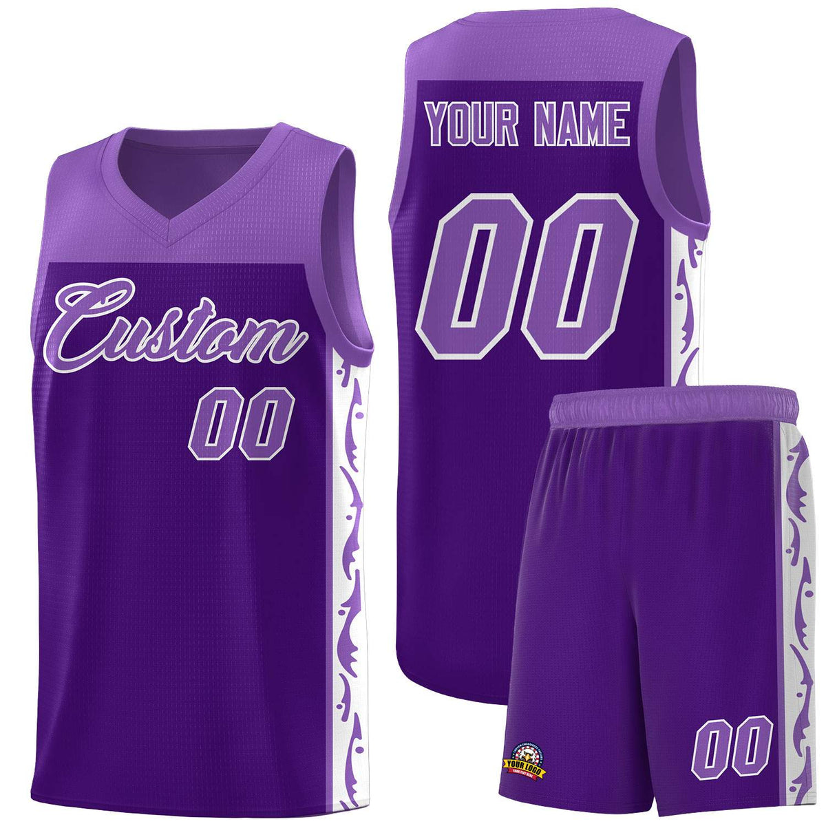 Custom Purple Side Pattern Sports Uniform Basketball Jersey|KXKSHOP