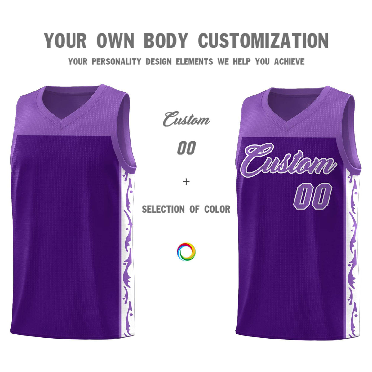 Custom Purple Side Pattern Sports Uniform Basketball Jersey|KXKSHOP