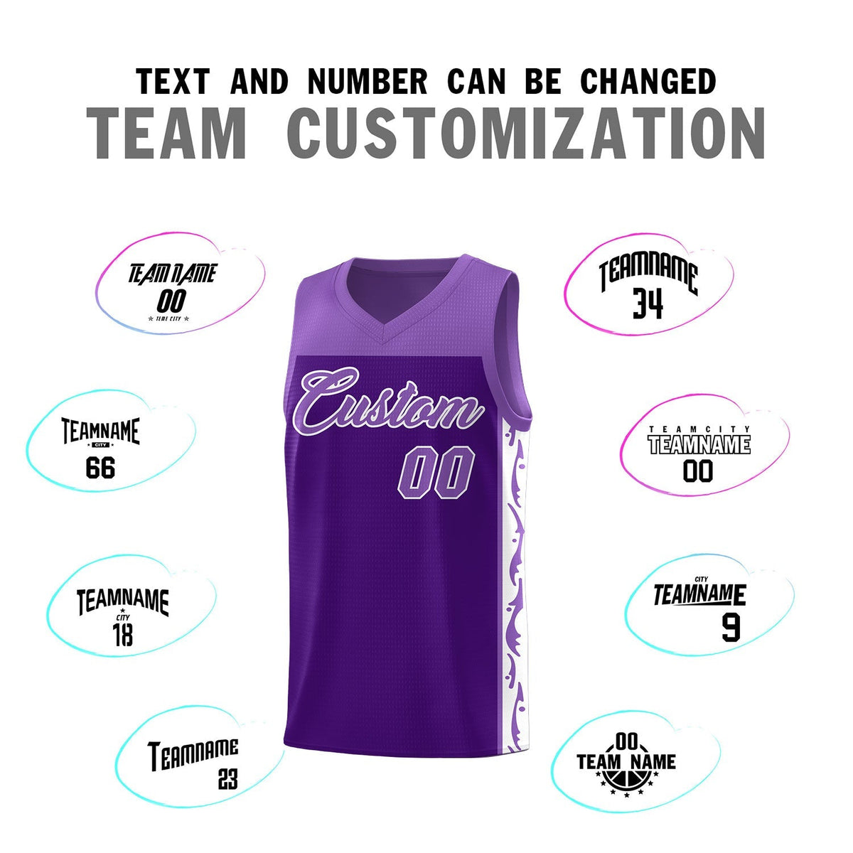Custom Purple Side Pattern Sports Uniform Basketball Jersey|KXKSHOP