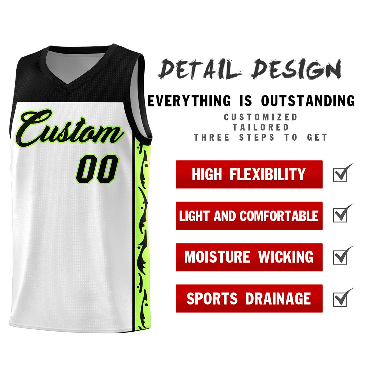 Custom White Side Pattern Sports Uniform Basketball Jersey|KXKSHOP