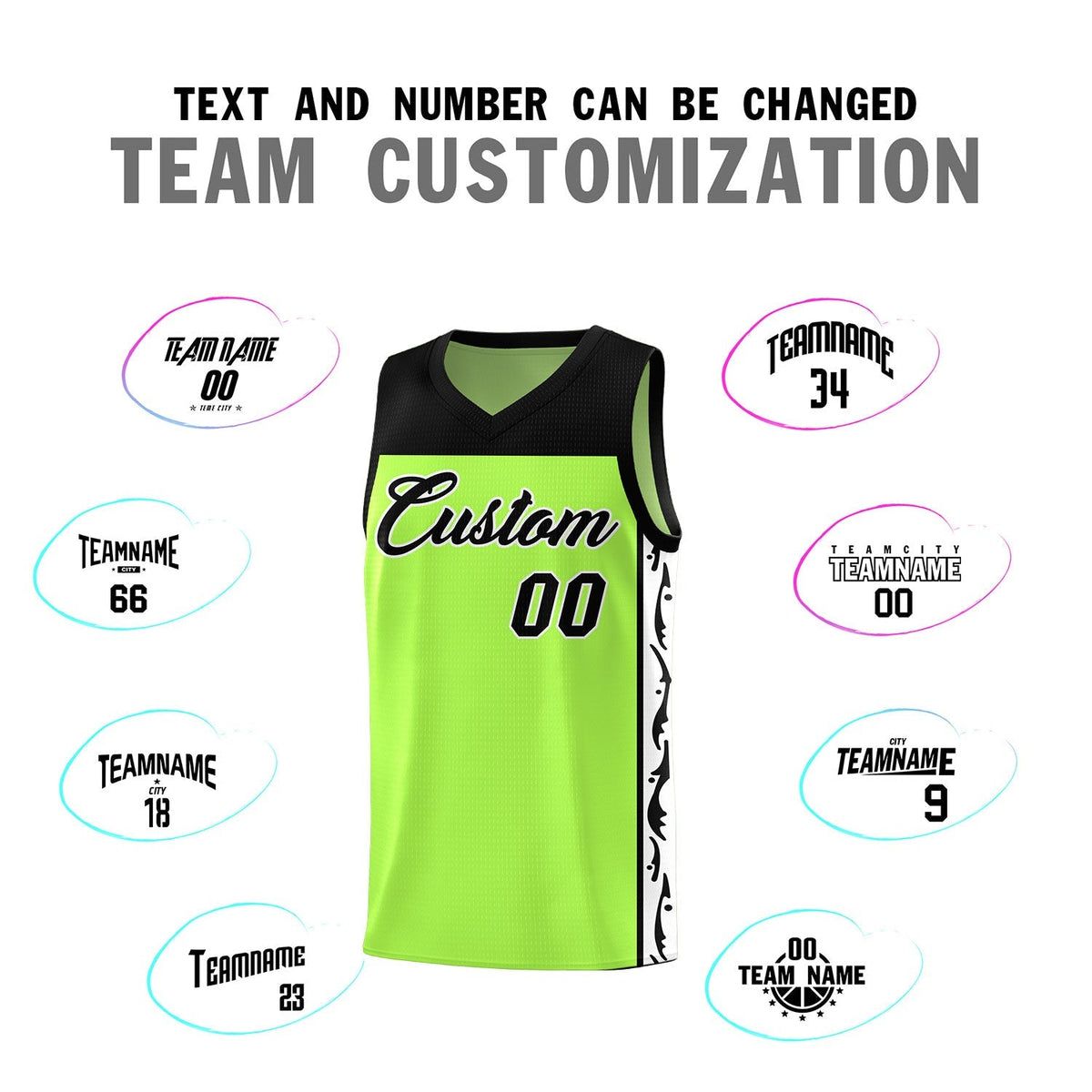 Custom Neon Green Side Pattern Sports Uniform Basketball Jersey|KXKSHOP