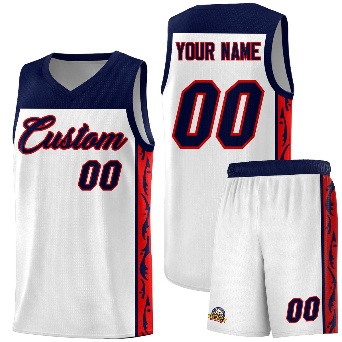 Custom White Side Pattern Sports Uniform Basketball Jersey|KXKSHOP