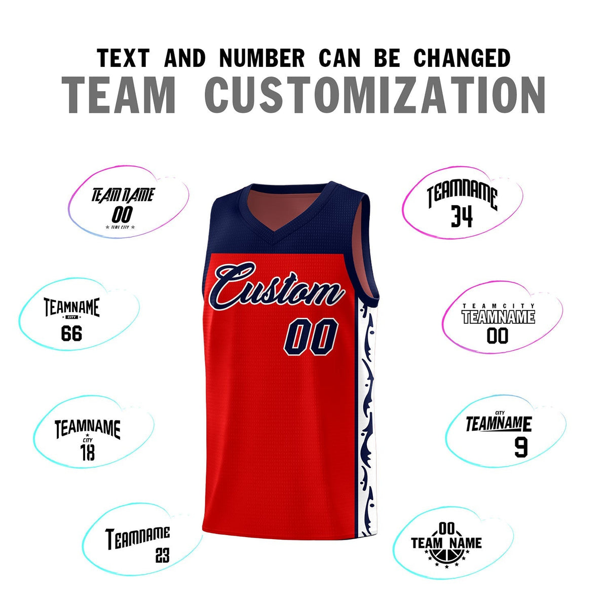 Custom Red Side Pattern Sports Uniform Basketball Jersey|KXKSHOP