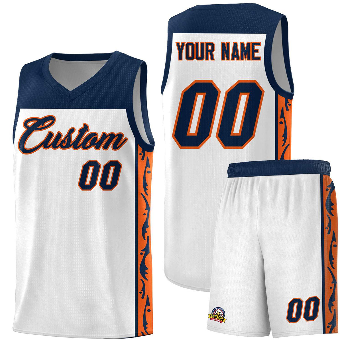 Custom White Side Pattern Sports Uniform Basketball Jersey|KXKSHOP