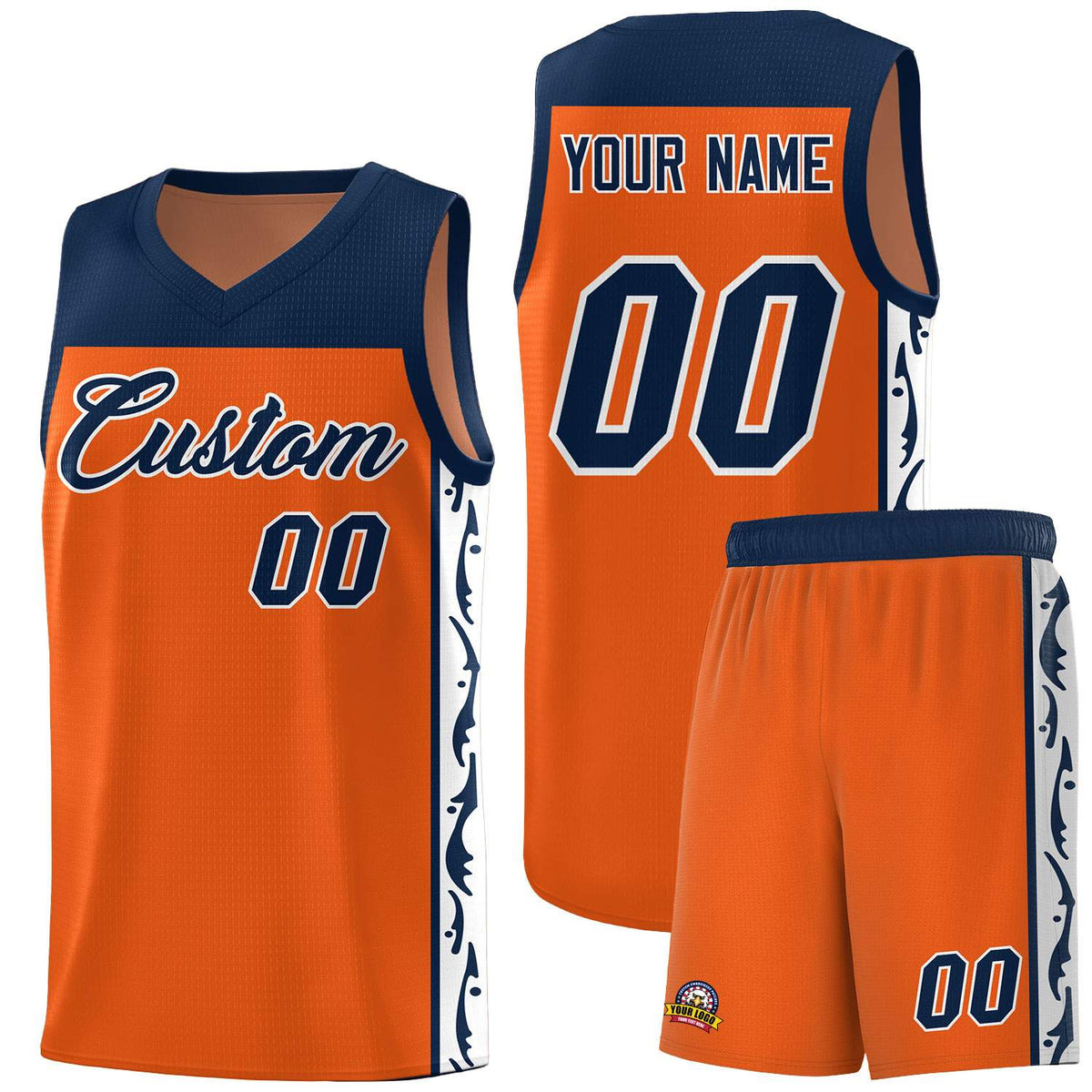 Custom Orange Side Pattern Sports Uniform Basketball Jersey|KXKSHOP