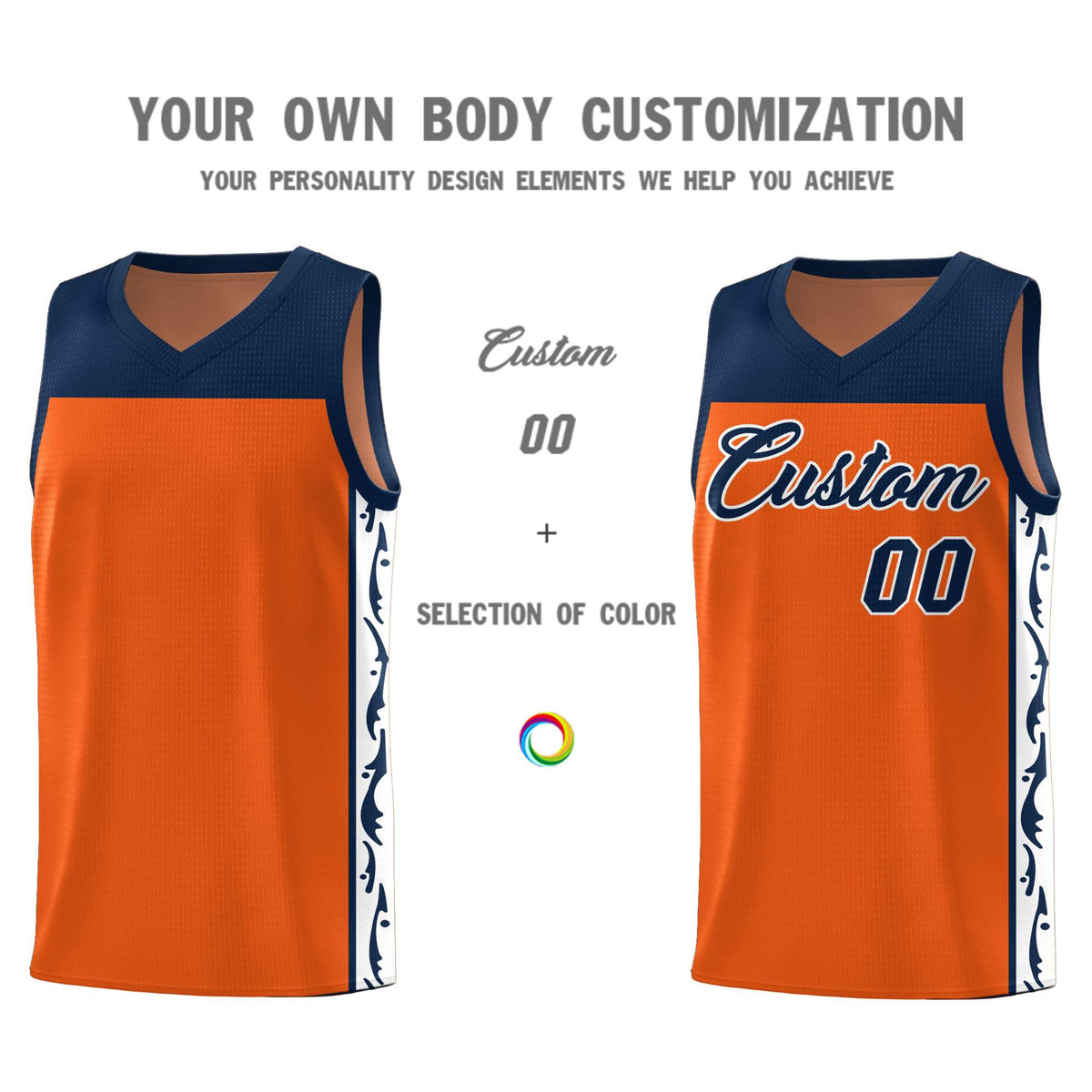 Custom Orange Side Pattern Sports Uniform Basketball Jersey|KXKSHOP
