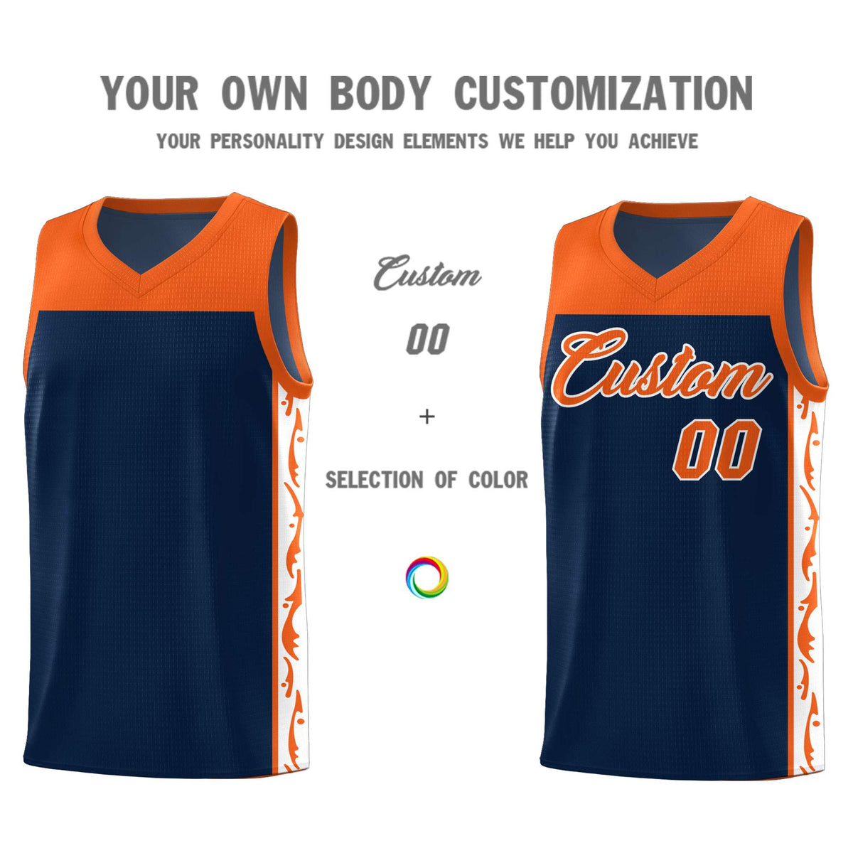 Custom Navy Side Pattern Sports Uniform Basketball Jersey|KXKSHOP