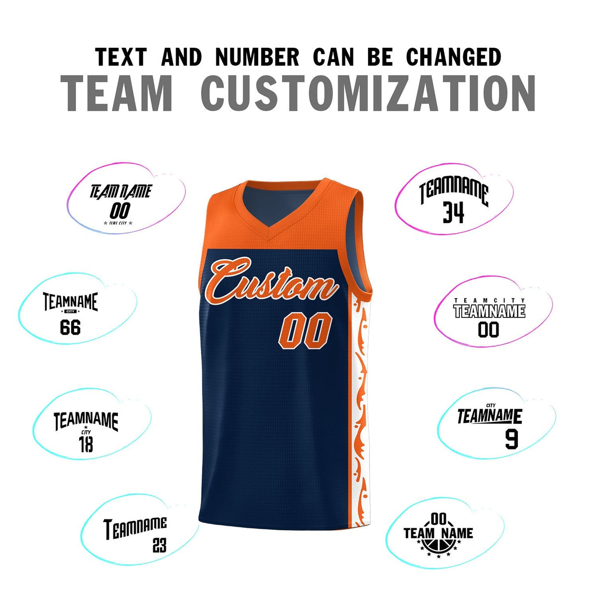 Custom Navy Side Pattern Sports Uniform Basketball Jersey|KXKSHOP