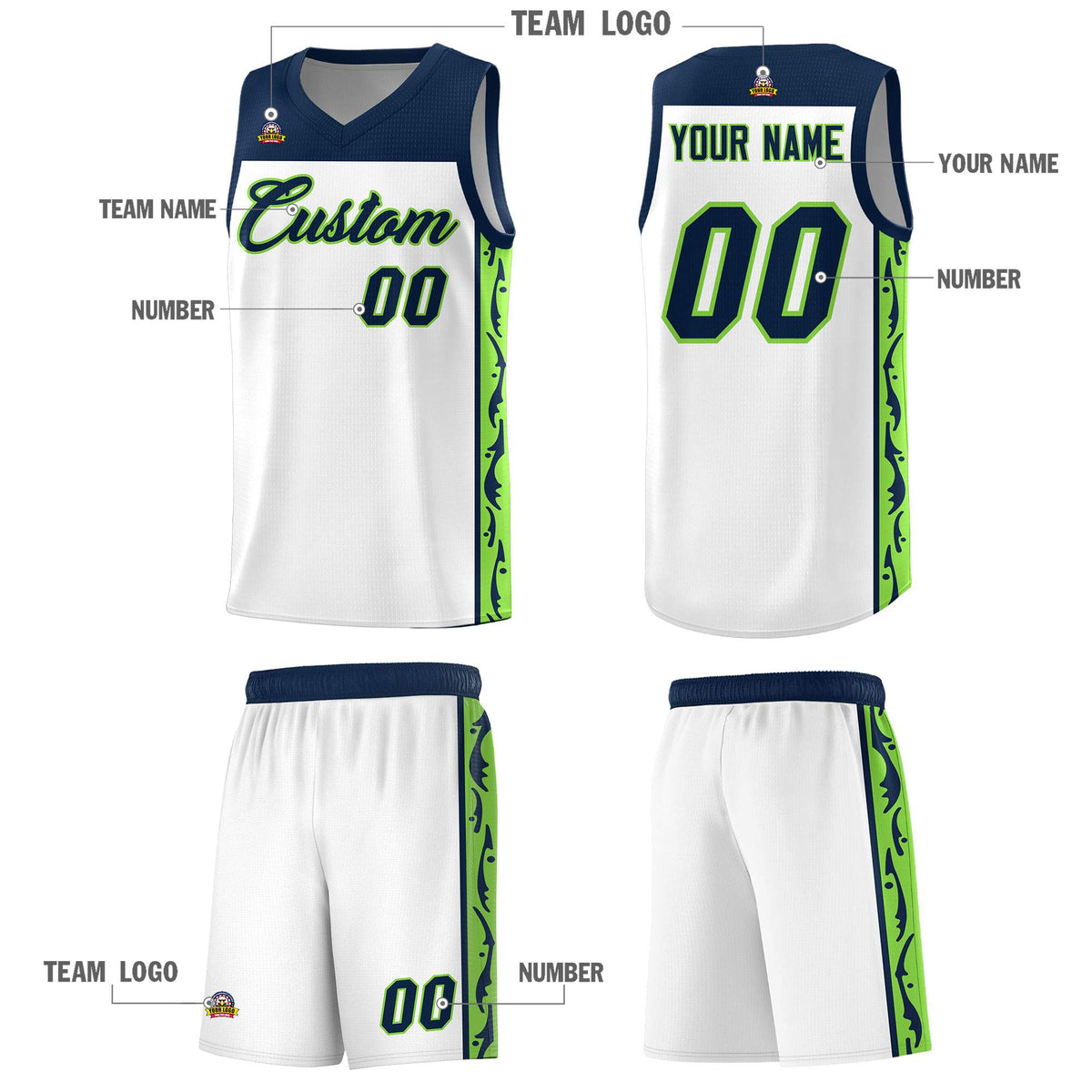 Custom White Side Pattern Sports Uniform Basketball Jersey|KXKSHOP