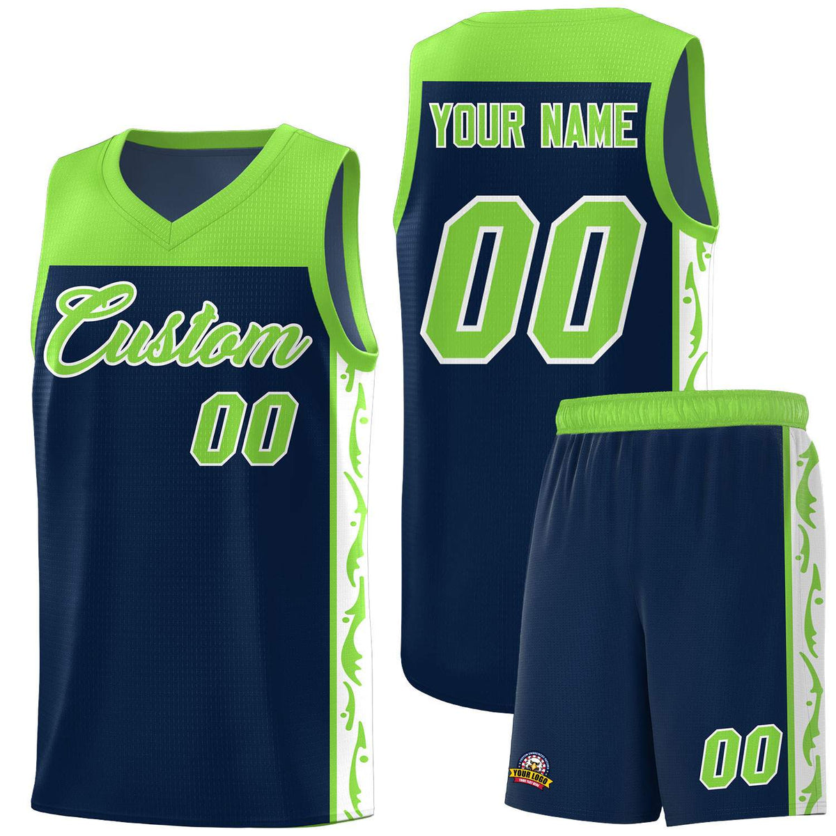 Custom Navy Side Pattern Sports Uniform Basketball Jersey|KXKSHOP