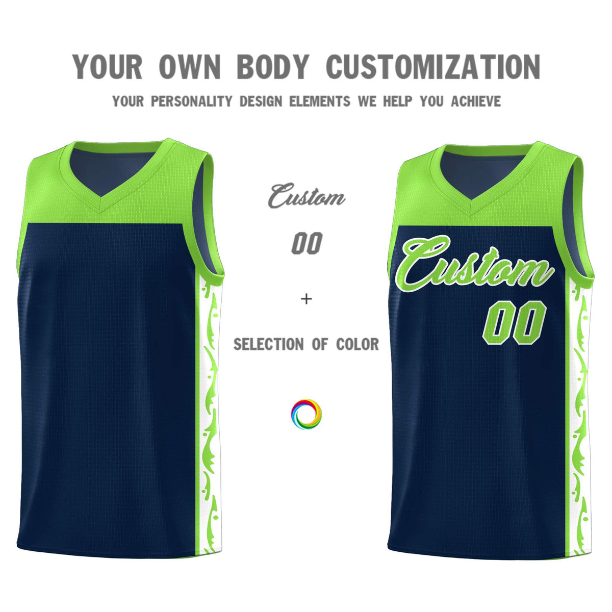 Custom Navy Side Pattern Sports Uniform Basketball Jersey|KXKSHOP