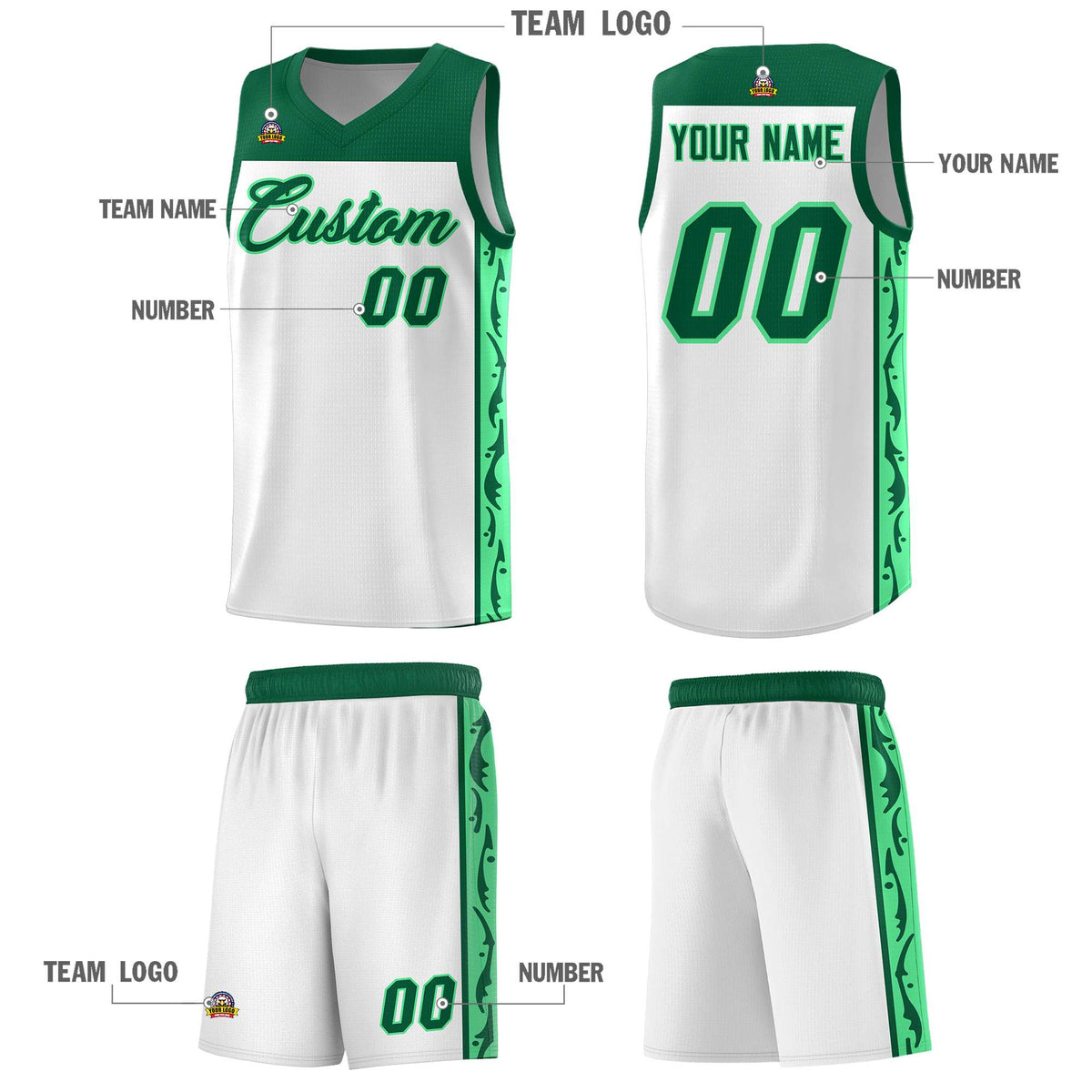Custom White Side Pattern Sports Uniform Basketball Jersey|KXKSHOP