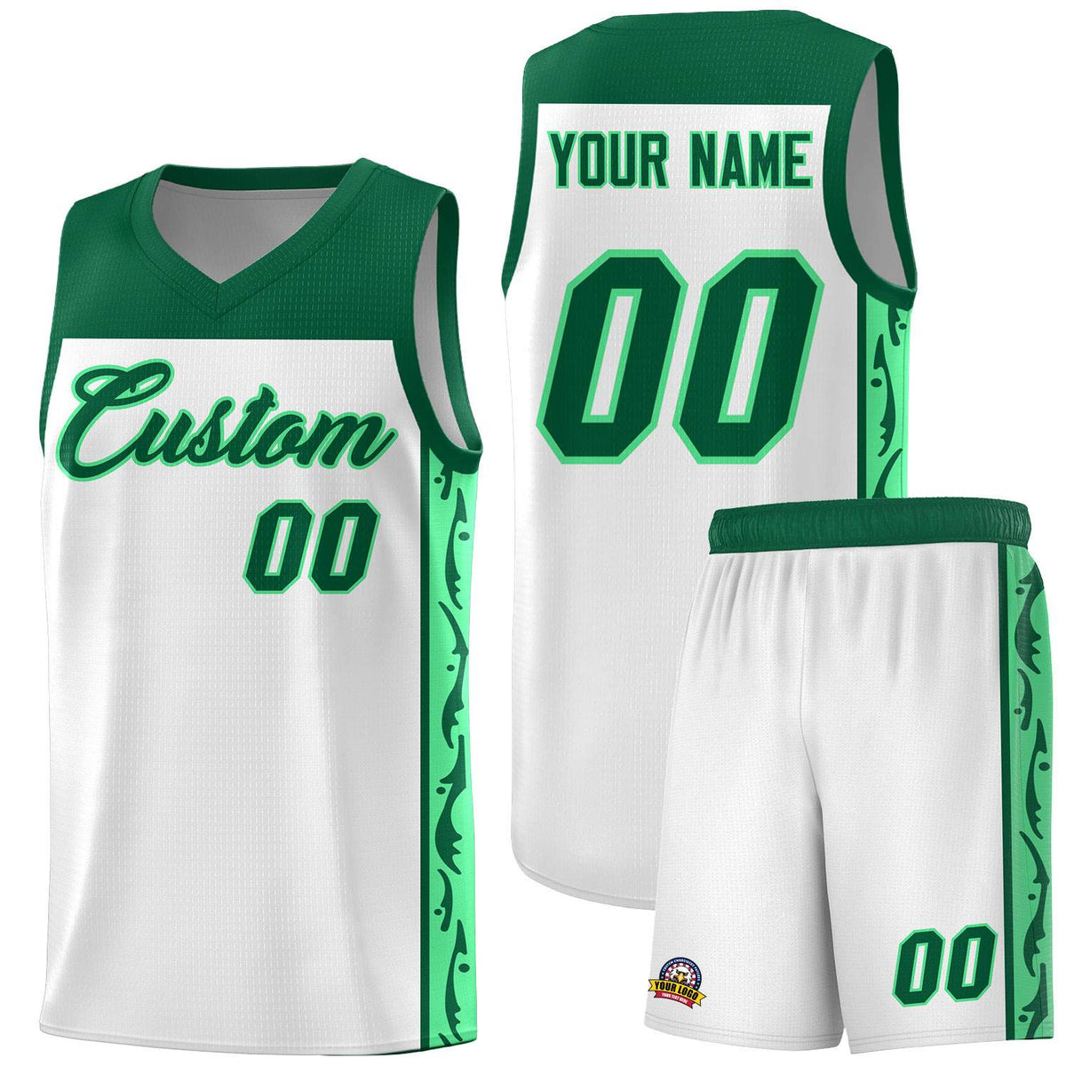 Custom White Side Pattern Sports Uniform Basketball Jersey|KXKSHOP