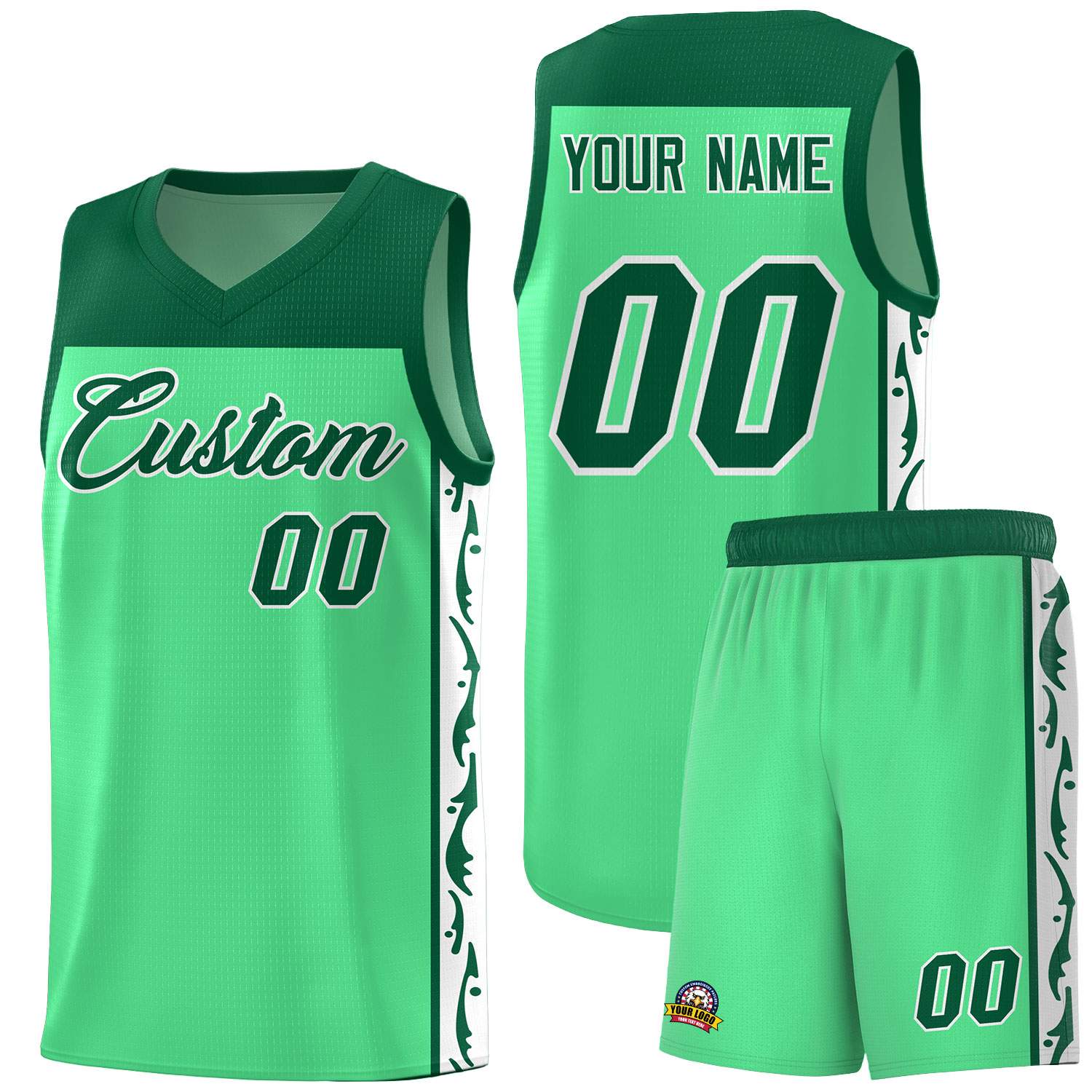 Custom Bright Green Side Pattern Sports Uniform Basketball Jersey|KXKSHOP