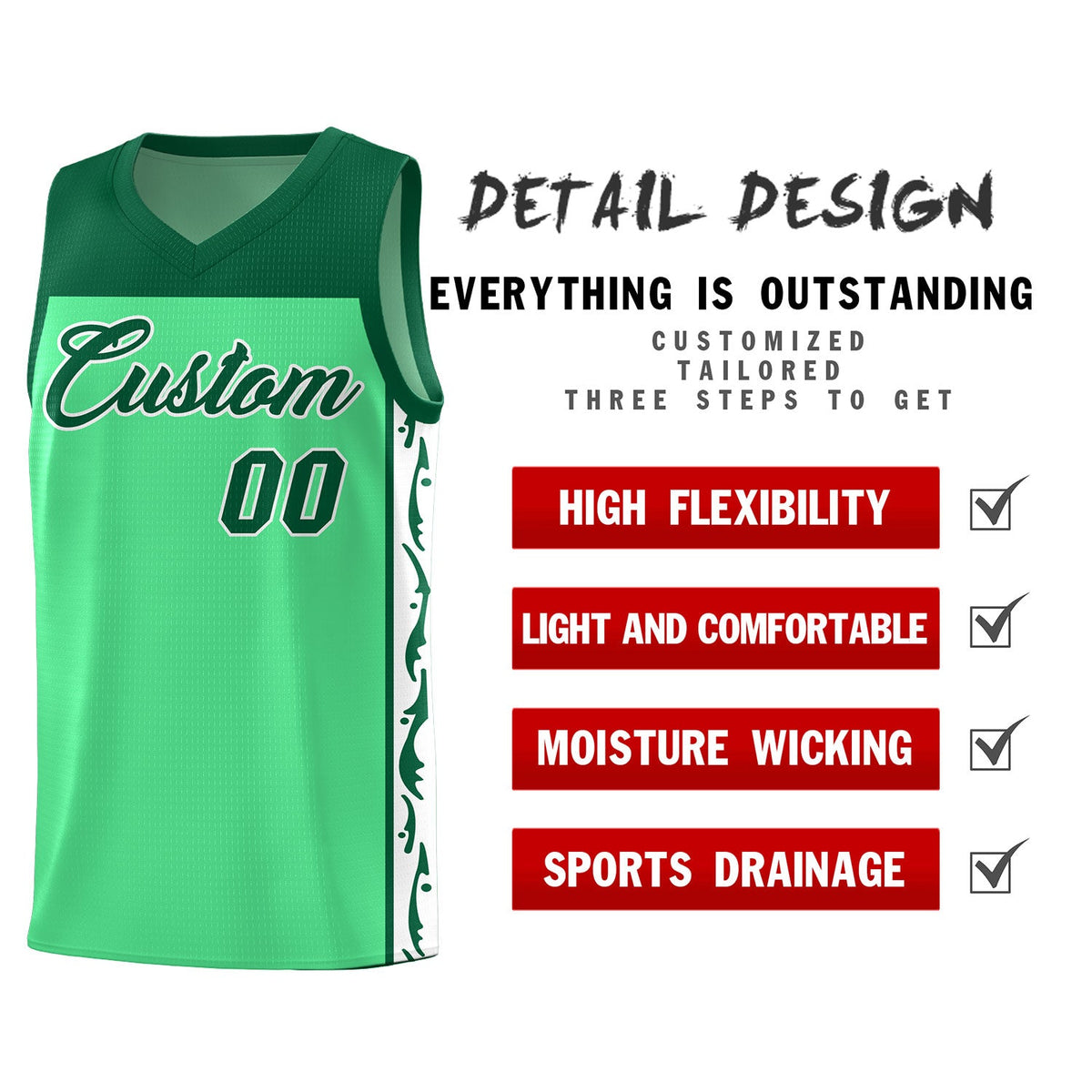 Custom Bright Green Side Pattern Sports Uniform Basketball Jersey|KXKSHOP