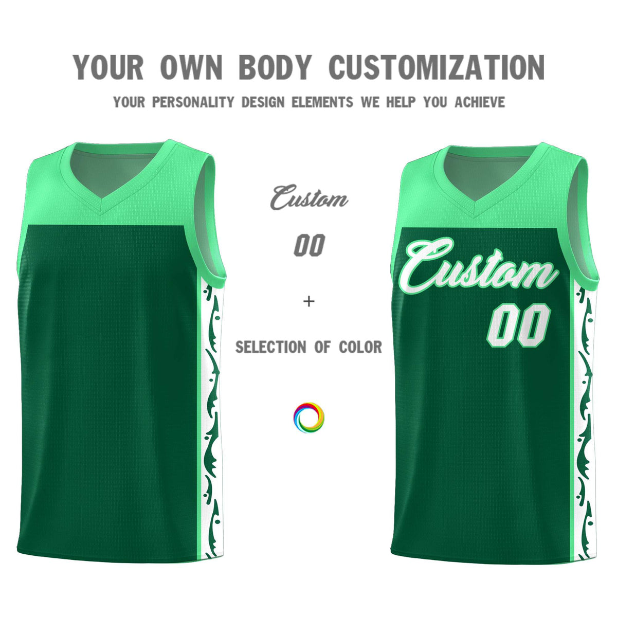 Custom Kelly Green Side Pattern Sports Uniform Basketball Jersey|KXKSHOP