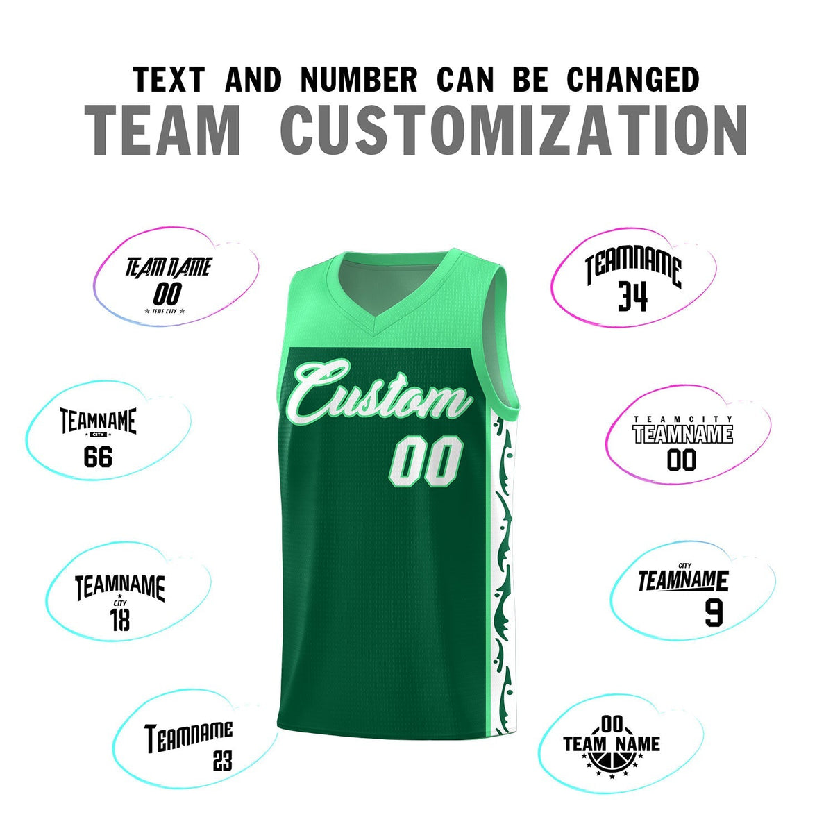 Custom Kelly Green Side Pattern Sports Uniform Basketball Jersey|KXKSHOP