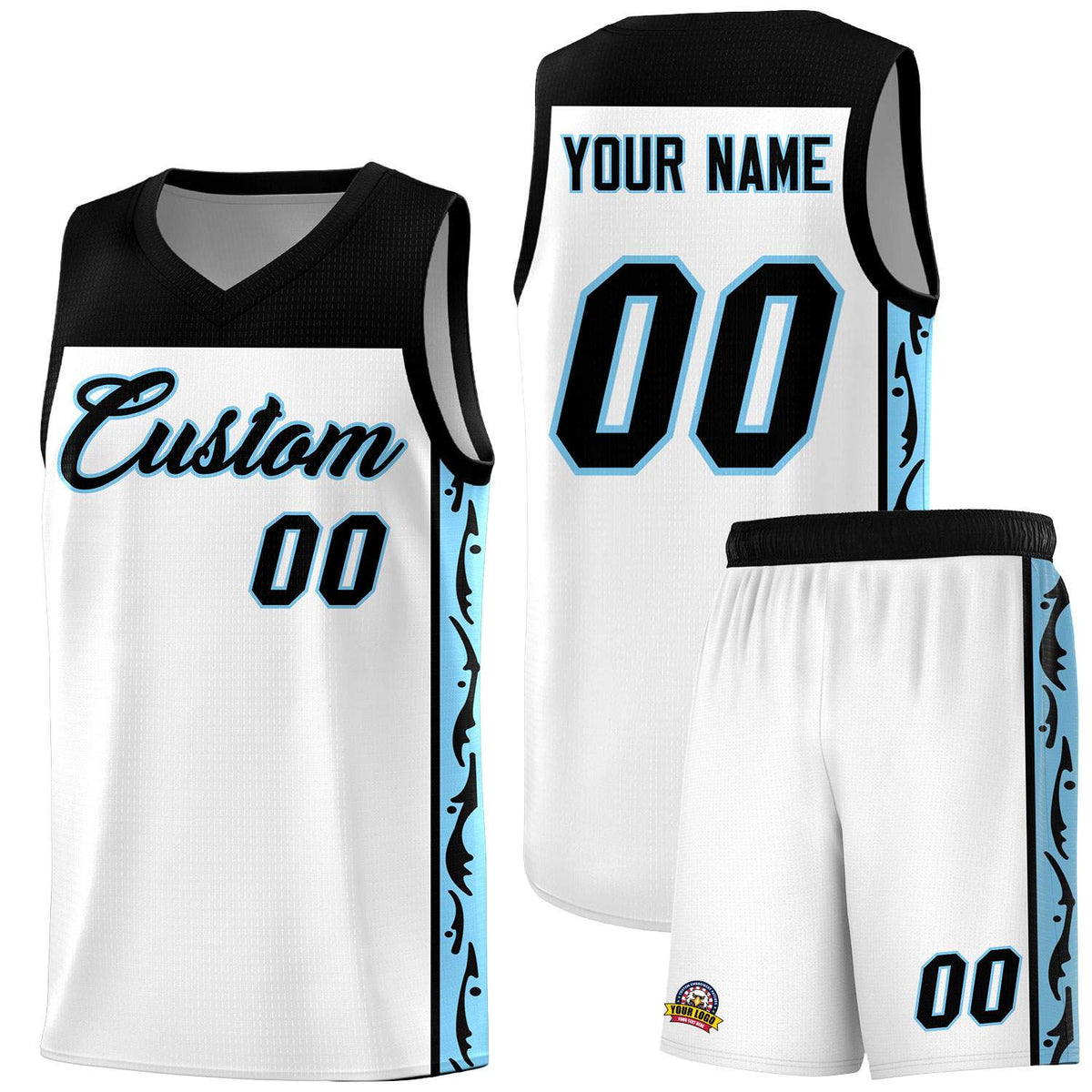 Custom White Side Pattern Sports Uniform Basketball Jersey|KXKSHOP