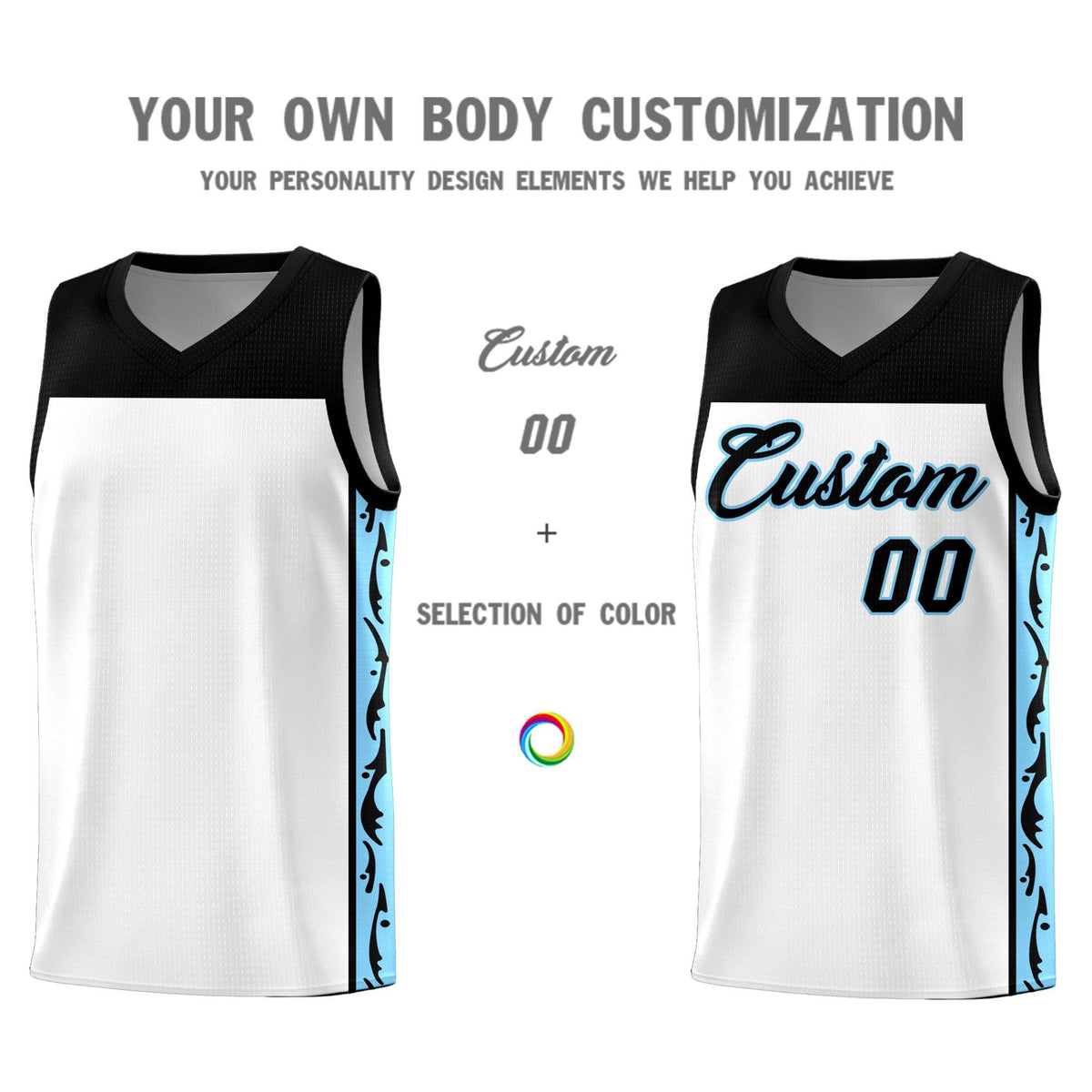 Custom White Side Pattern Sports Uniform Basketball Jersey|KXKSHOP