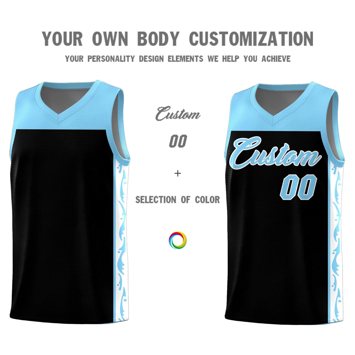 Custom Black Side Pattern Sports Uniform Basketball Jersey|KXKSHOP
