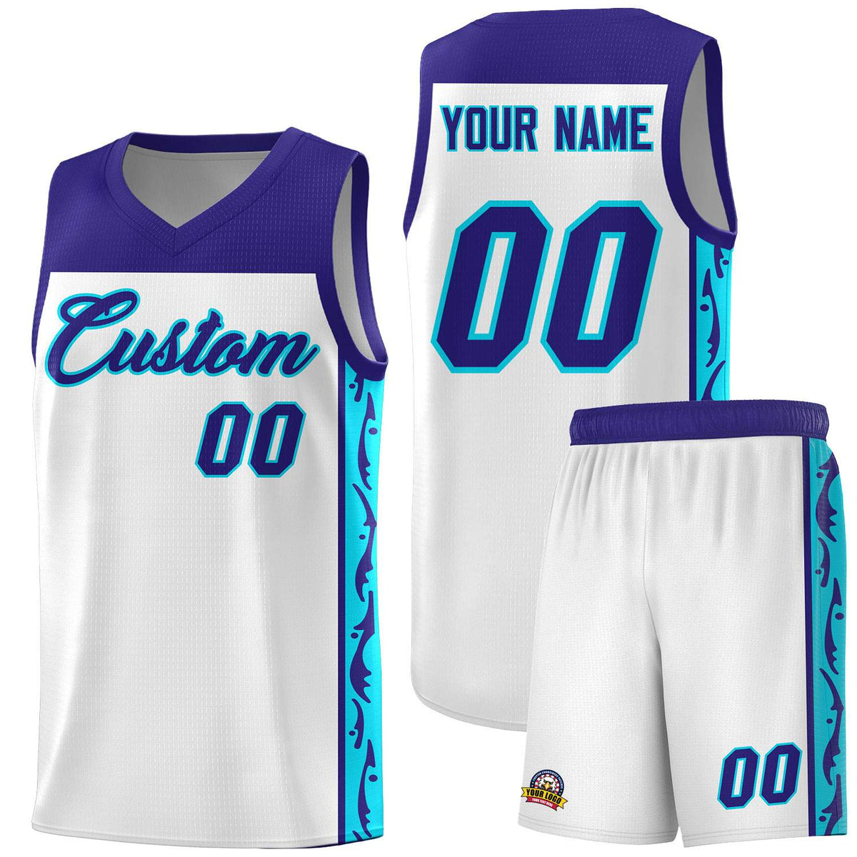 Custom White Side Pattern Sports Uniform Basketball Jersey|KXKSHOP