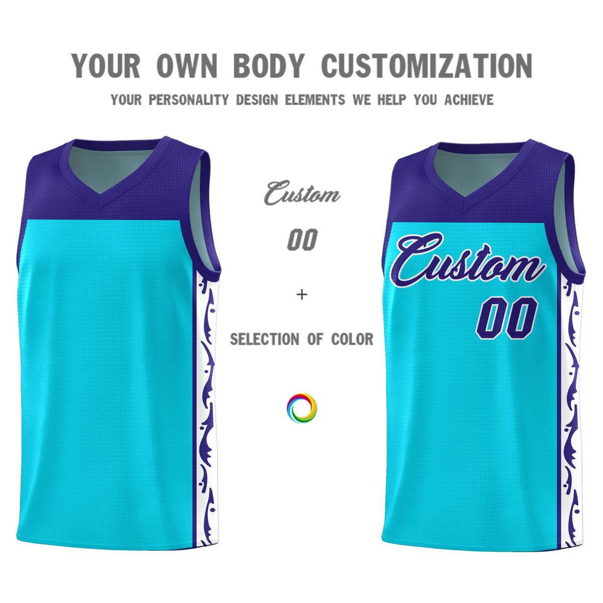 Custom Sky Blue Side Pattern Sports Uniform Basketball Jersey|KXKSHOP